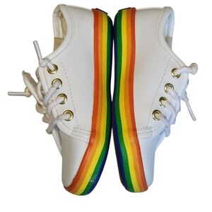 Converse White Sneakers with Rainbow Sole
